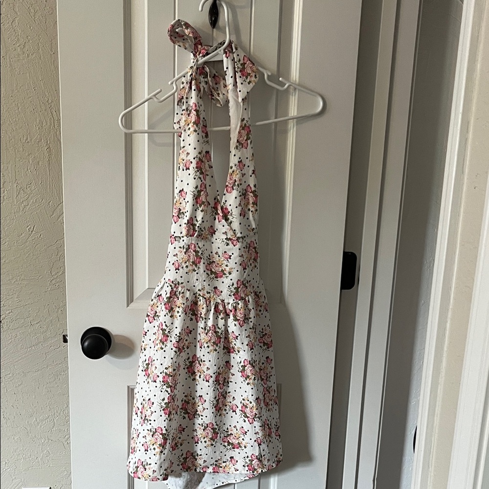 Cider Floral Backless Dress - White and Pink